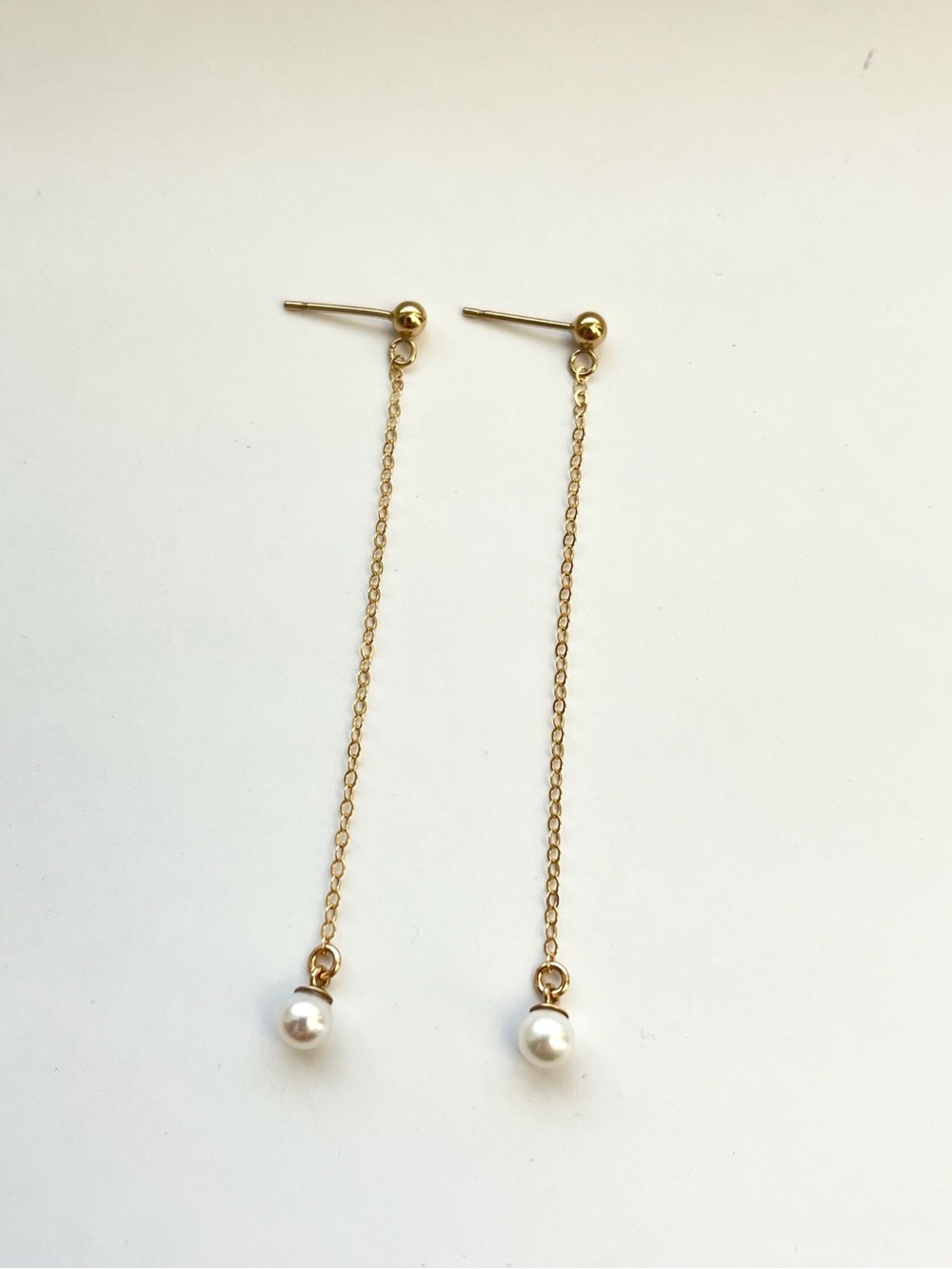 Classic 14K Gold Filled Real Freshwater Pearl Drop Earrings - Women Jewelry